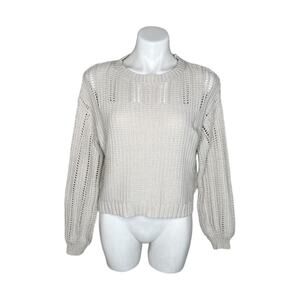 AMERICAN EAGLE Beige Chunky Knit Crew Neck Sweater Size Medium